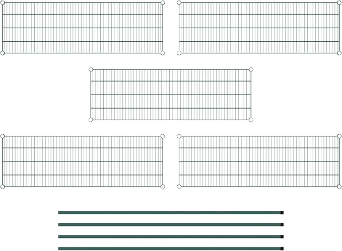 Commercial NSF Listed Green Epoxy Stationary Wire Shelving Kit 18" x 54" x 74", with 5 Shelves Perfect for Warehouse, Walk-in Refrigerator, Freezer, Grocery Store, Restaurant, Dishroom