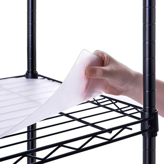 Poofzy Wire Shelf Liner 14" X 30", Non-Adhesive Plastic Shelf Liners for Wire Shelving, Waterproof Protector Mats (4PK, Clear)
