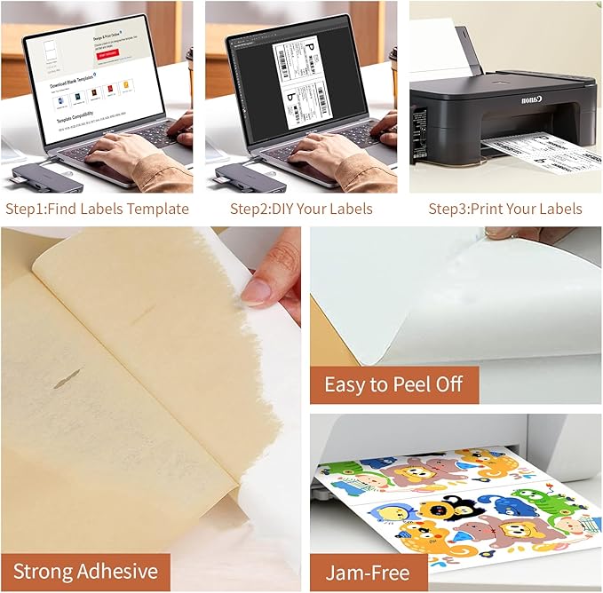 Half Sheet Labels, 2 per Sheet, 2000 Sheets, 4000 Labels, 8.5" x 5.5" Shipping Label Paper, Address Sticker Laser & Inkjet Printer Label Stickers, 5 1/2" x 8 1/2" Half Sheet Label