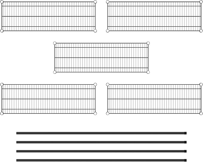 Commercial NSF Listed Black Epoxy Stationary Wire Shelving Kit 14" x 42" x 74", with 5 Shelves Perfect for Warehouse, Walk-in Refrigerator, Freezer, Grocery Store, Restaurant, Dishroom
