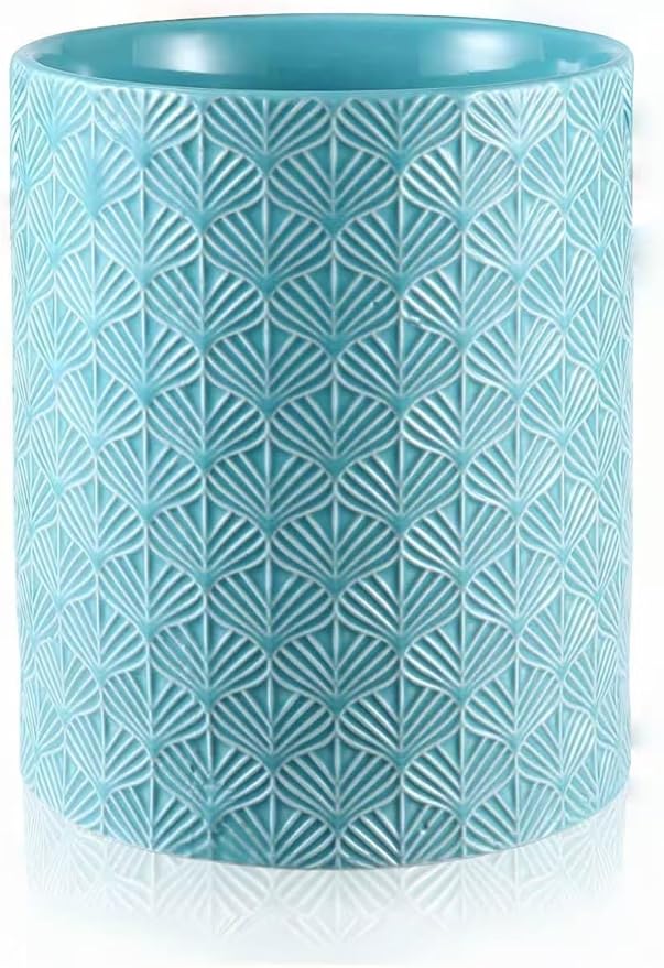 Ceramic Utensils Holder，Extra Large Stable Ceramic Cooking Tool Organizer Set for Kitchen，For Countertop ,Blue