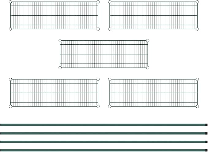 Commercial NSF Listed Green Epoxy Stationary Wire Shelving Kit 14" x 42" x 96", with 5 Shelves Perfect for Warehouse, Walk-in Refrigerator, Freezer, Grocery Store, Restaurant, Dishroom
