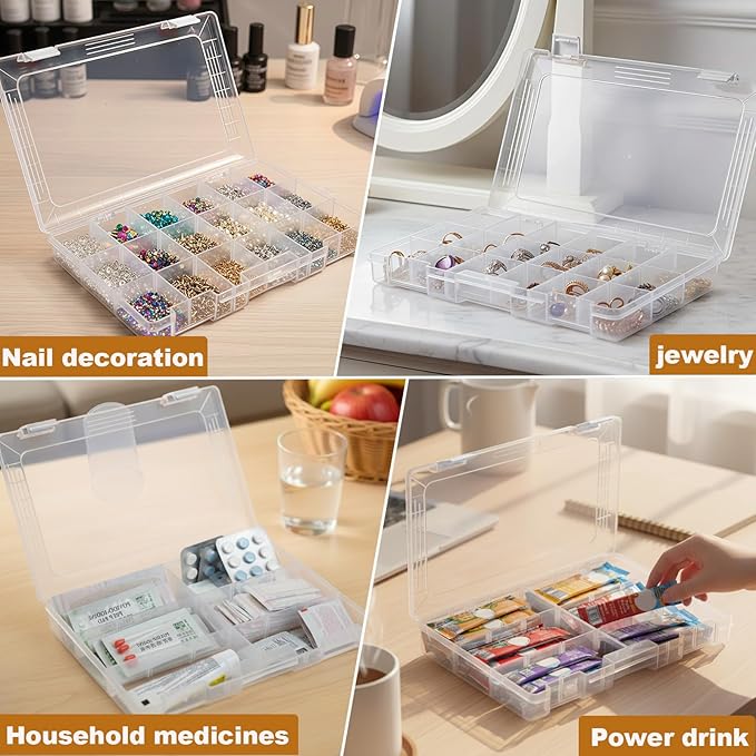 Drink Packet Organizer – Stackable Clear Acrylic Water Flavor Packet Organization with Removable Dividers & Secure Lid for Kitchen, Countertop