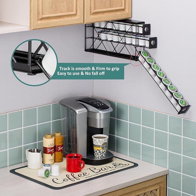 Rice rat k cup Holders for 3 Tier Coffee Pod Holder,Black Metal Space(24 pods)