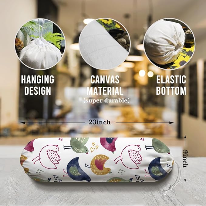 Chicken Plastic Bag Holder, Grocery Bags Storage Organizer, Reusable Shopping Bags Holder Dispenser, Cute Farmhouse Kitchen Decor Gifts for Women Chicken Lover, Kitchen Pattern Garbage Bag 40