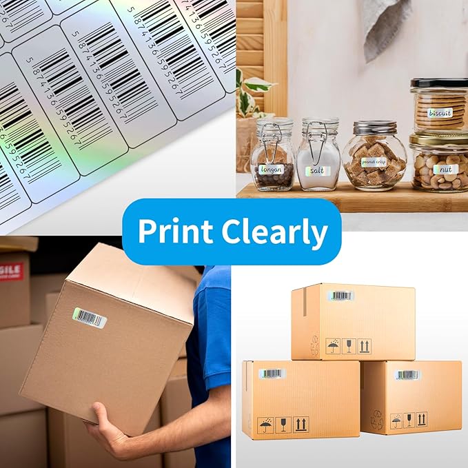 YEGAWEN 1" x 2-5/8" Address Labels- Holographic Color Stickers for Laser/Ink Jet Printer mailing Labels 8.5"×11"- Holographic Silver/ 20 Sheet