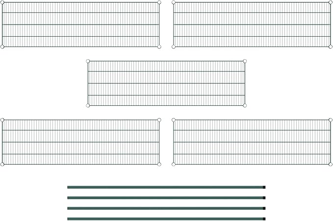 Commercial NSF Listed Green Epoxy Stationary Wire Shelving Kit 18" x 60" x 74", with 5 Shelves Perfect for Warehouse, Walk-in Refrigerator, Freezer, Grocery Store, Restaurant, Dishroom