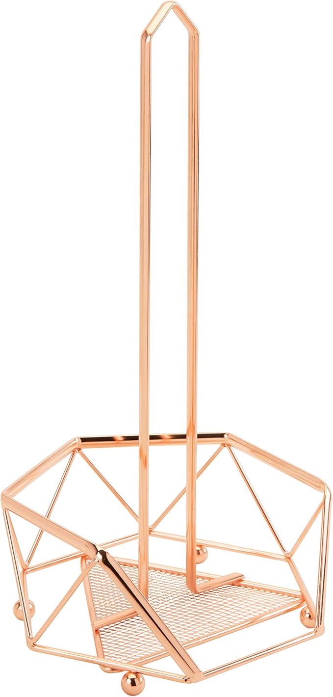 Kitchen Details Geode Paper Towel Holder | Countertop | Free Standing | Holds 1 Large Roll | Rust Resistant | Decorative | Copper