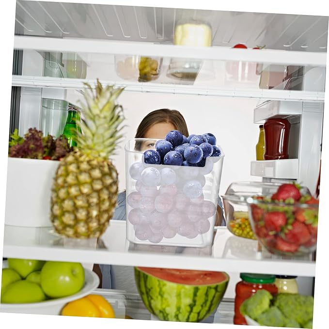 ULTECHNOVO 6pcs Translucent Fridge Organizer Bins Hanging Storage Boxes for Refrigerator for Kitchen Pantry Easy Access Shaped Design for Fruits Vegetables and Spices