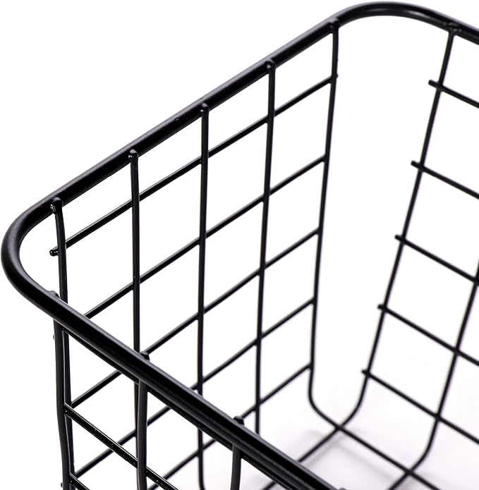 XINFULL 12 Pack Wire Storage Baskets Household Metal Wall-Mounted Containers Organizer Bins for Kitchen Bathroom Freezer Pantry Closet Laundry Room Cabinets Garage Shelf, Medium