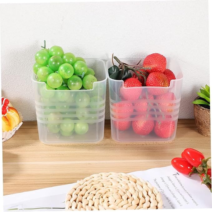 PRETYZOOM 2Pcs Refrigerator Organizer Bins Food-grade Plastic Translucent Fridge Side Door Storage Boxes with Vertical Design for Kitchen Pantry Expansion and Fresh Keeping