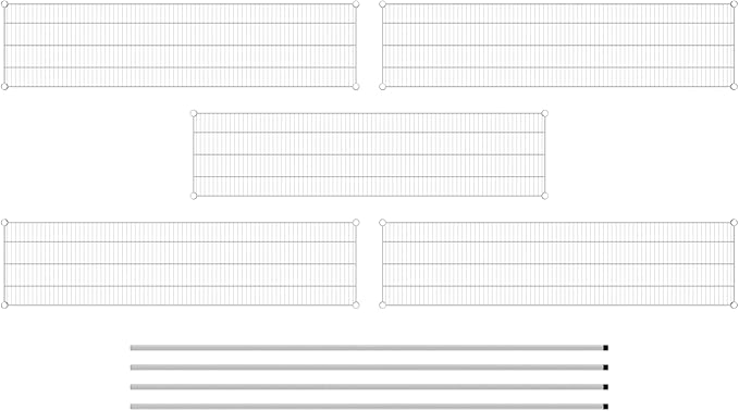 Commercial NSF Listed Chrome Stationary Wire Shelving Kit 18" x 72" x 96", with 5 Shelves Perfect for Warehouse, Walk-in Refrigerator, Freezer, Grocery Store, Restaurant, Dishroom