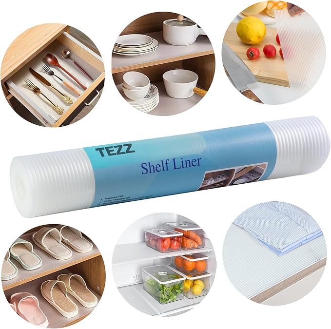 Thickened Shelf Liner, 14 in x 20 FEET Non-Slip Cabinet Liner, Washable Oil-Proof Contact Paper for Kitchen Drawer, Cabinet, Shelves, Refrigerator, Storage, Desks, Non Adhesive