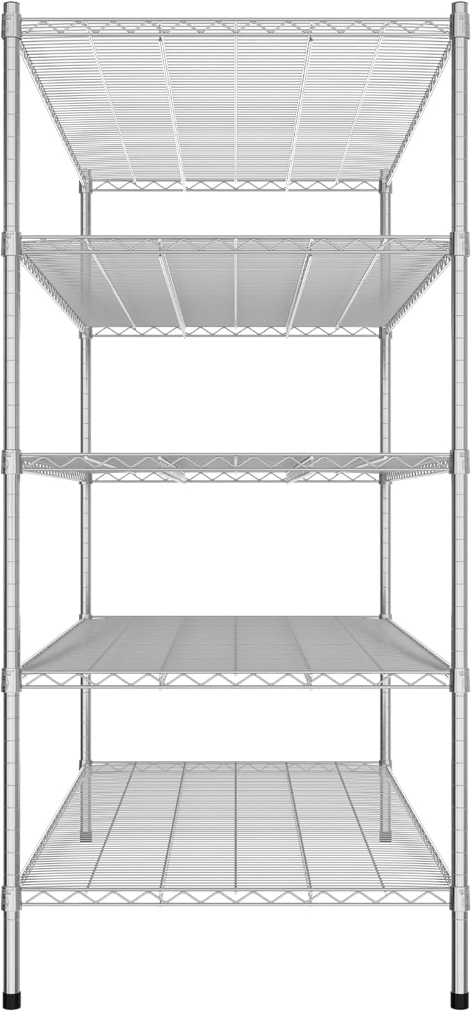 Commercial NSF Listed Chrome Stationary Wire Shelving Kit 30" x 60" x 64", with 5 Shelves Perfect for Warehouse, Walk-in Refrigerator, Freezer, Grocery Store, Restaurant, Dishroom