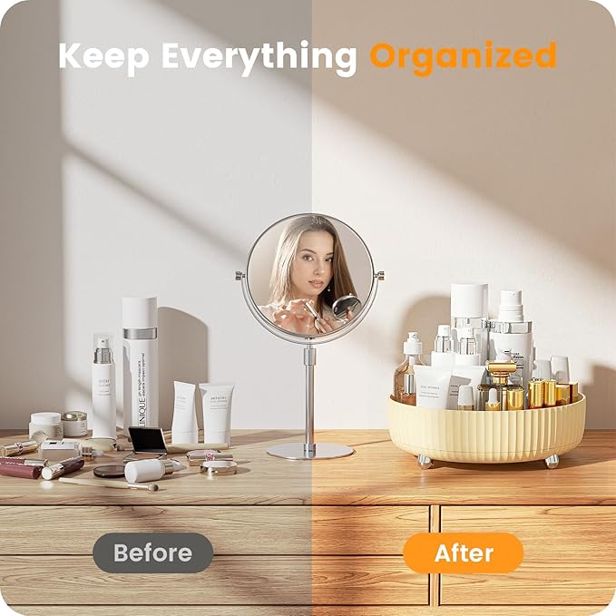 A-LuGei 【Crystal Design 11" Perfume Organizer,【360° Rotating】 Vanity Organizer, Bathroom Organizers and Storage, Makeup Organizer for Skincare Cosmetic Lazy Susan Dresser Decor【Water Ripple】