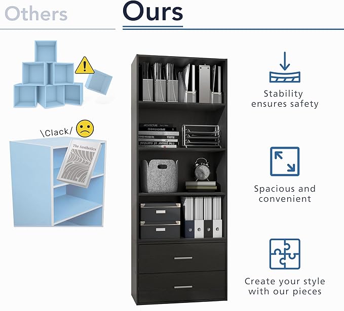 Homes: Inside + Out Apexa 3-Cube Storage Organizer Shelves, Stackable Wood Bookcase Fits Cubby Bins for Organization, Dorm Teen Room Decor & Home Office, Taupe Grey