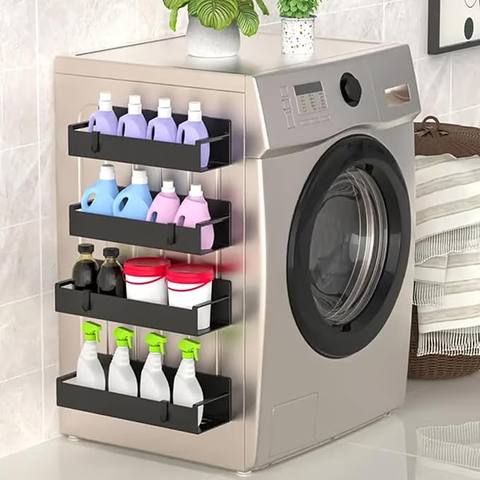 Punch-Free Magnetic Storage Rack Organize, Space-Saving Kitchen Organizer, Magnetic Spice Rack For Refrigerator, Kitchen Organizer And Storage Shelf (2c+2d)