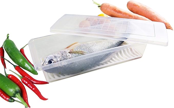 Yiautao Food Storage Container, Plastic Food Containers with Removable Drain Plate and Lid, Stackable Portable Freezer Storage Containers - Tray to Keep Fruits, Vegetables, Meat and More (4,Small)