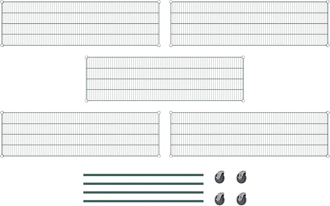 Commercial NSF Listed Green Epoxy Mobile Wire Shelving Kit 21" x 72" x 60", with 5 Shelves Perfect for Warehouse, Walk-in Refrigerator, Freezer, Grocery Store, Restaurant, Dishroom