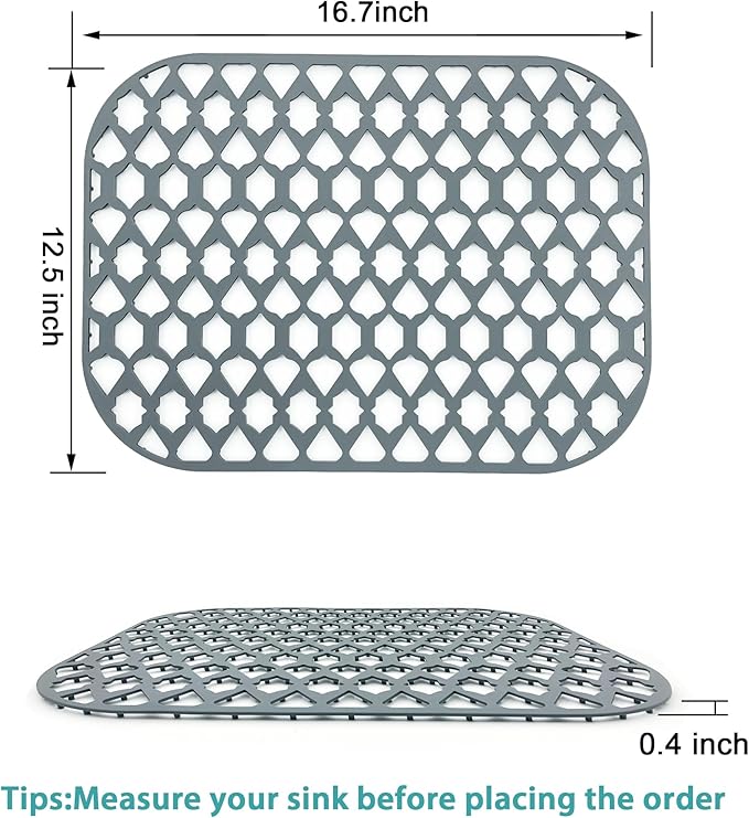 SAMSIER Sink Protectors for Kitchen Sink, Kitchen Sink Accessory - Silicone Mats Grid for Stainless Steel Strainer Bottom of Farmhouse Porcelain sinks (16.7”x12.5”)