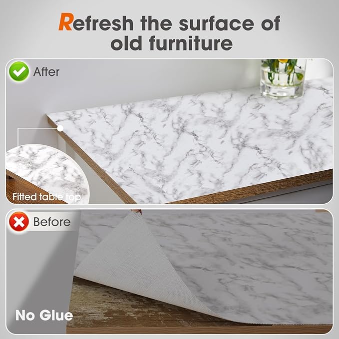 ALIUNI Drawer and Shelf Liner, Non-Slip Kitchen Cabinet Liners Non-Adhesive Thick Strong Grip Waterproof Washable Mats Protect Dresser Shelves Cupboard Bathroom Cabinets, White Marble, 18 in X 30 FT
