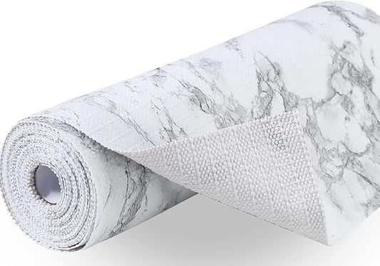 Drawer and Shelf Liner 12 in x 10 FT, Non Adhesive Water Resistant, Easy Clean and Trim, Smooth Surface Liners for Kitchen Cabinet, Shelves, Drawers, Pantry, Marble