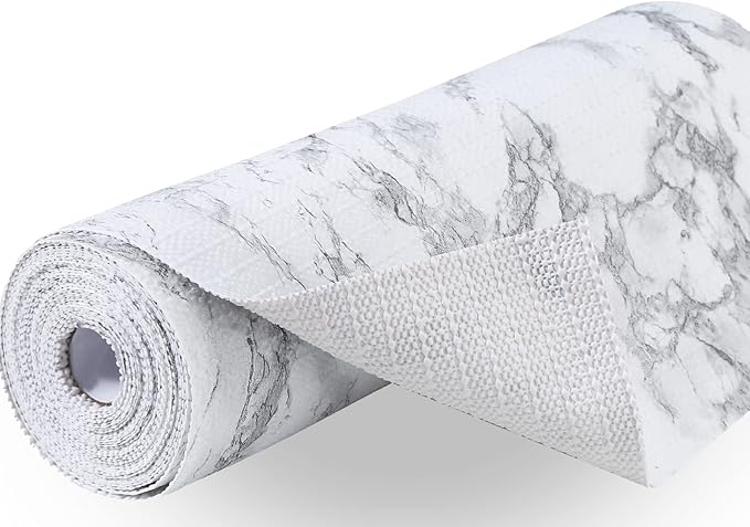 Premium Drawer and Shelf Liner for Cabinet, Non Adhesive Liner for Kitchen, Strong Grip Non Slip Shelf Liners for Kitchen Cabinets, Storage, Drawers, Shelves, Kitchenware and Tableware, Marble