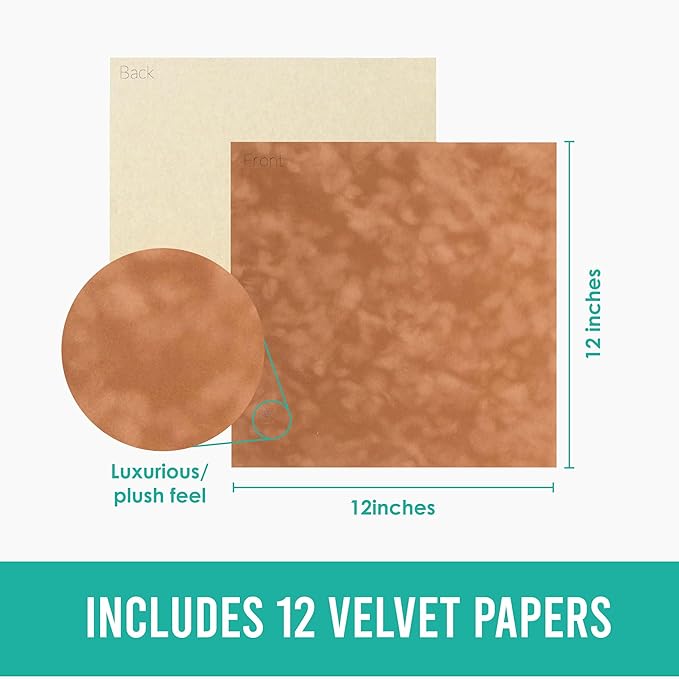 S.E.I Cappuccino Velvet Paper, Felt Fabric For Drawer and Jewelry Box Liner, 12" x 12" - 12 Sheets