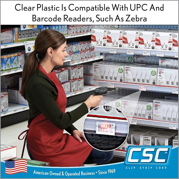 Price Data Channel Label Holder Chips, Clear Plastic Tags, 3" L x 1.25" H, 10 Mil Thick, Gondola Shelf Edge, Reusable, Made for Point of Purchase Shelf Molding by Clip Strip Corp, 2000 Pack