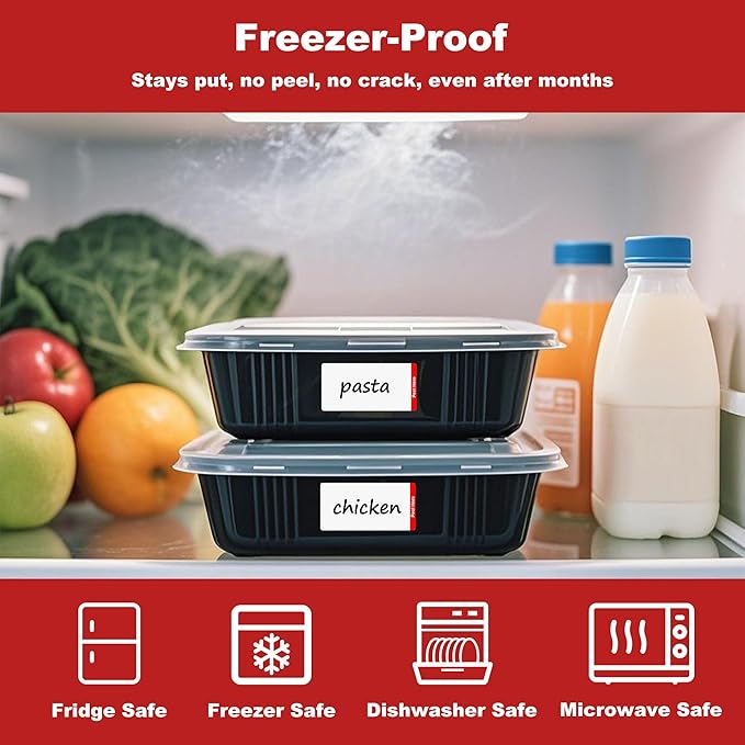 NATURALABEL 500 PCS Blank Removable Freezer Labels with Dispenser - 1" x 2" Food Labels for Meal Prep Containers, Easy Peel-Off Design, No Residue