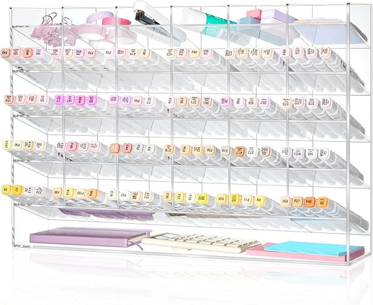 Acrylic Pen Organizer Storage for 350 Markers Vertical Marker Organizer Acrylic Pen Display Holder for Office Desk Desktop Stationery Pencil Storage, Clear, 18 x 4 x 12.4 Inch