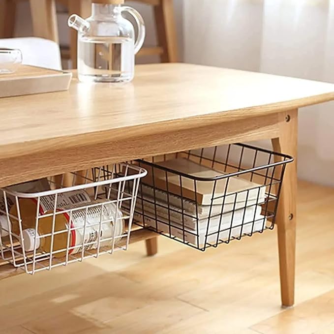 GEDLIRE 15.2" Metal Wire Baskets for Organizing 6 Pack, Household Pantry Storage Freezer Organizer Bins with Handles, Freezer Baskets for Upright Freezer, Refrigerators, Kitchen Cabinets, White