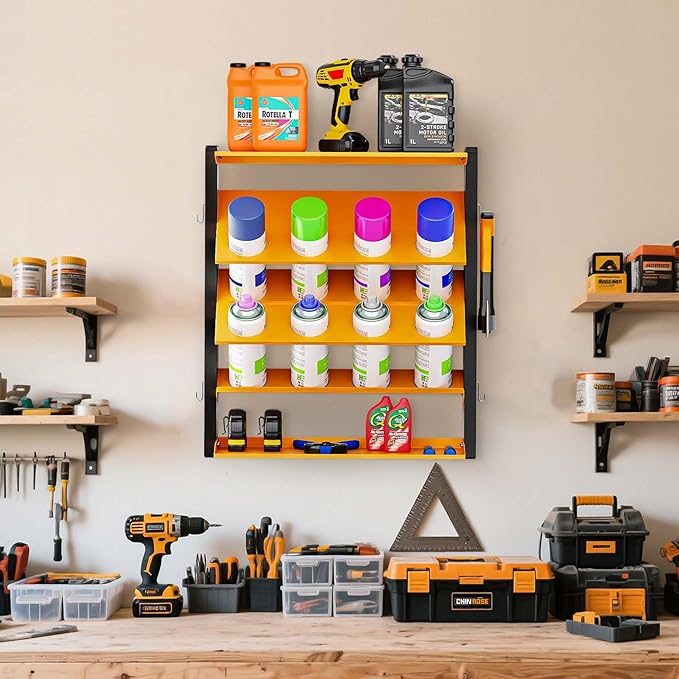 Heavy Duty Spray Can Rack, With 8 Can Holes Spray Paint Can Holder, Wall Mount Spray Can Holder for Garage, Home, Shop
