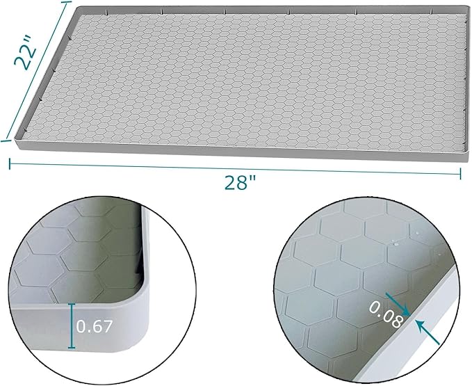 Jacooxi Under Sink Mat 28 x 22 for Kitchen Waterproof, Silicone Under Kitchen Bathroom Protector Sink Liner Mat, Easy to Clean Cabinet Mat Organizers and Storage, Light Grey
