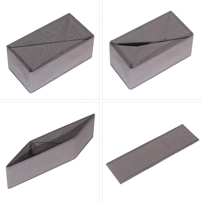 DIOMMELL 6 Pack Foldable Cloth Storage Box Closet Dresser Drawer Organizer Fabric Baskets Bins Containers Divider for Clothes Underwear Socks Lingerie Clothing, M Grey 00-0600