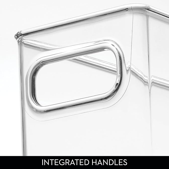 iDesign Stackable Fridge Bin with Handles - Ideal for Freezer or Pantry, Set of 3, Clear, Made in USA