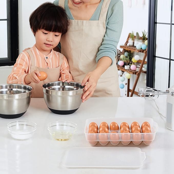 Rinboat 4 Packs Clear Plastic Egg Holders, Home Egg Containers with Lid, Egg Storage Box, Fits 18 x 4 Eggs (72 Eggs)