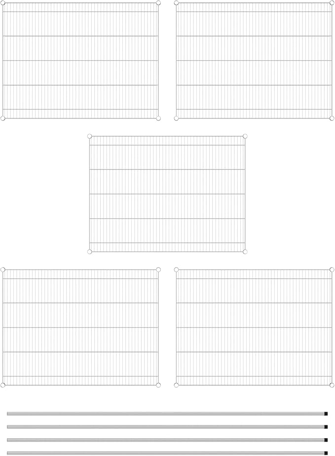 Commercial NSF Listed Chrome Stationary Wire Shelving Kit 36" x 48" x 96", with 5 Shelves Perfect for Warehouse, Walk-in Refrigerator, Freezer, Grocery Store, Restaurant, Dishroom