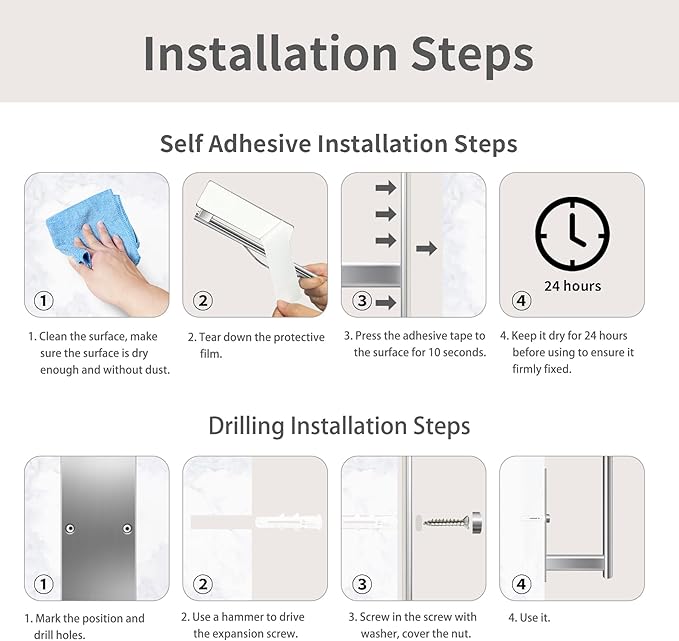 Paper Towel Holder Under Cabinet, Single Hand Operable Tearing Off Paper Towels with Damping Effect, Both Available in Adhesive and Screws, Stainless Steel (Silver)