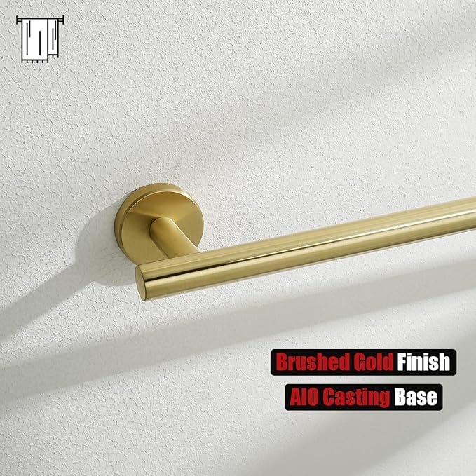 JQK Bathroom Towel Bar, 15 Inch 304 Stainless Steel Thicken 0.8mm Towel Rack, Towel Holder Brushed Gold Wall Mount, Useable Length 12 Inch TB110L12-BG