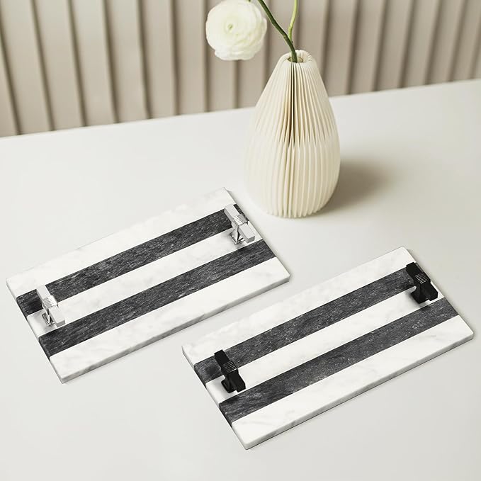 Marble Guest Towel Holder Disposable Paper Towel Tray Vanity Tray Sliver Color Handle, Bathroom Sink Tray Bathroom Napkin Holder