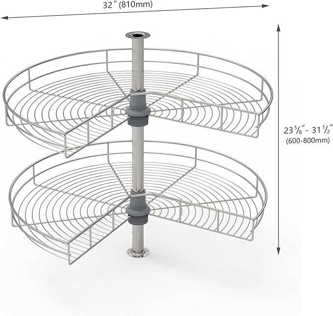 32" Lazy Susan Cabinet Organizer Lazy, Blind Corner Cabinet Organizer for 36 inches and above Lazy Susan Cabinet, Kidney Shape Kitchen Corner Cabinet Organizer, Rotating Shelf 2 Tier Heavy Duty