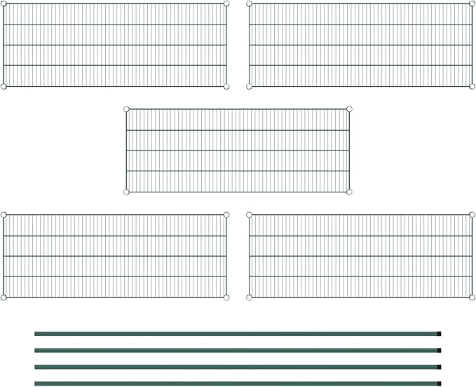 Commercial NSF Listed Green Epoxy Stationary Wire Shelving Kit 21" x 54" x 96", with 5 Shelves Perfect for Warehouse, Walk-in Refrigerator, Freezer, Grocery Store, Restaurant, Dishroom