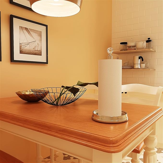 Paper Towel Holder with Crystal Ball - Steel Countertop Stand, Fits Standard & Jumbo Rolls, Brushed Nickel