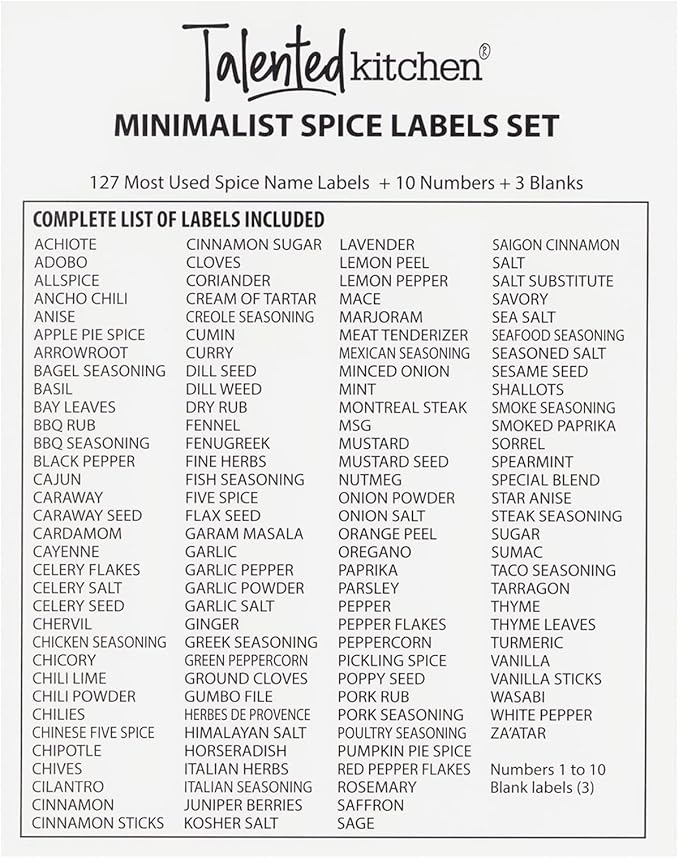 Talented Kitchen Spice Labels for Jars - 140-Pack, 1.25 x 2.5 in, Gold Matte Vinyl - Water-Resistant & Easy Peel & Stick - Kitchen & Pantry Organization - Spice Jar Labels Gold
