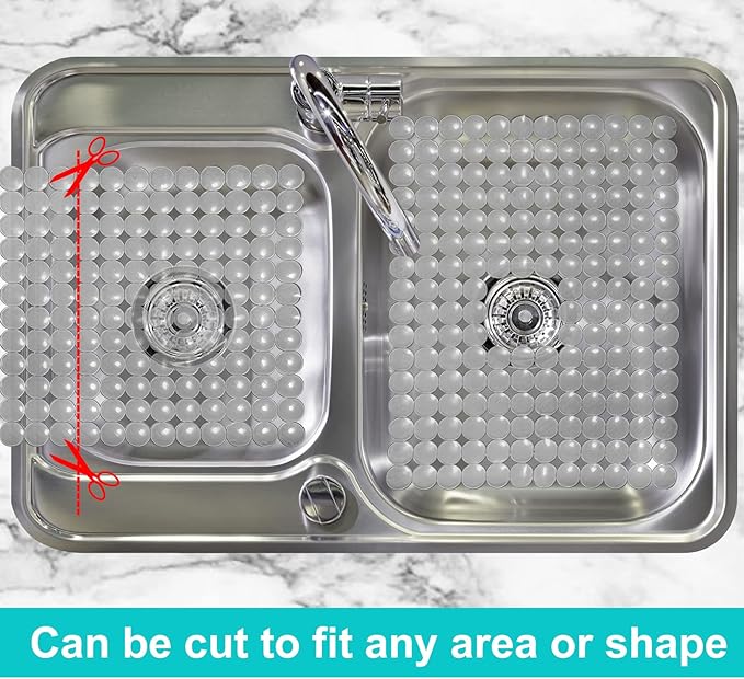 Coopay 2 Pack Kitchen Sink Mat Plastic Protect Mat PVC Eco-Friendly Kitchen Adjustable Stainless Steel/Porcelain Dish Drying Pad Protector for Bottom of Sink, 15 x 11 Inches (Gray)