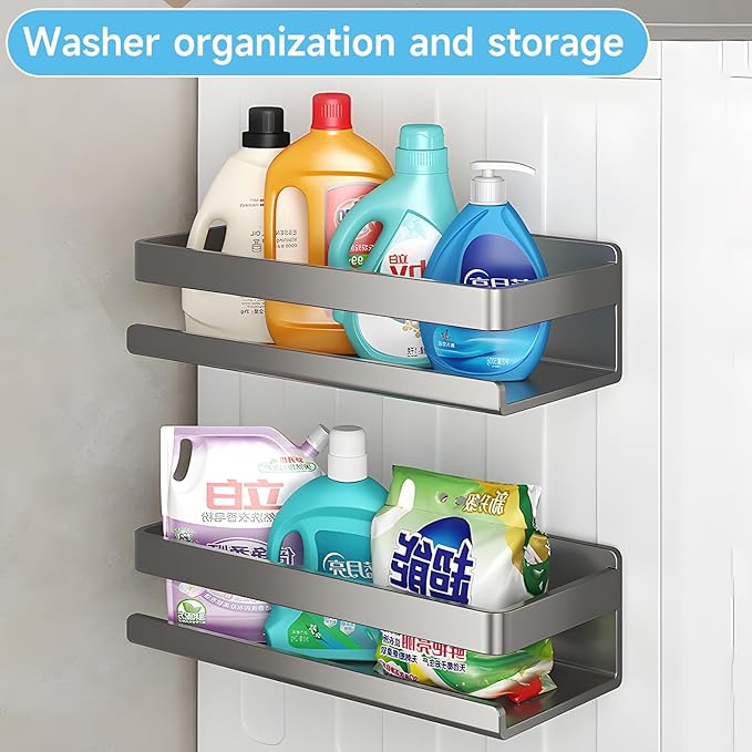 4 Pack Magnetic Shelf Include Magnetic Spice Rack for Refrigerator,Magnetic Paper Towel Holder,Magnetic Hooks,refrigerator side rack Space-saving design,Small Space Organization