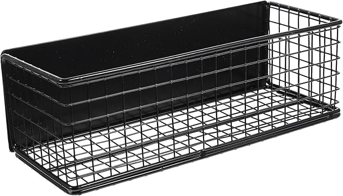Magnetic Wire Mesh Storage Basket Trash Container for Refrigerator Spice Rack Kitchen Organizer Black