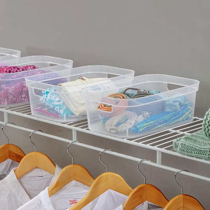 Sterilite Small Storage Bin, Plastic Storage Container for Organizing the Pantry, Closet, Bathroom and Countertops, Clear, 8-Pack