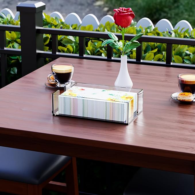 Acrylic Bathroom Napkin Holder,Clear Guest Towel Holder Tray For Bathroom,Waterproof Splashing Vertical Disposable Paper Hand Towel Holder,Modern Dining Table Napkin Tray for Home,Hotel,Office,Kitchen
